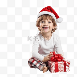圣诞老人躺着的图片_圣诞老人小男孩躺在装饰精美的房