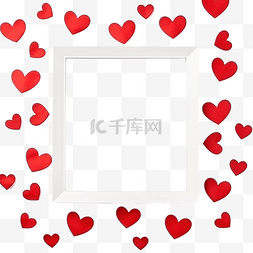 情人节浪漫贴纸图片_方形框架中可爱的红心