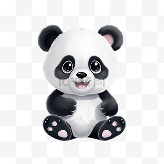 可爱美丽的熊猫坐着,脸上带着微笑,孤立的图像
