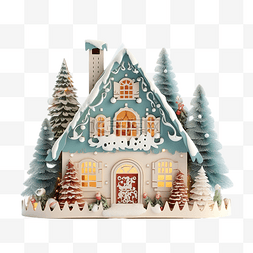 雪雪房子图片_圣诞快乐房子装饰