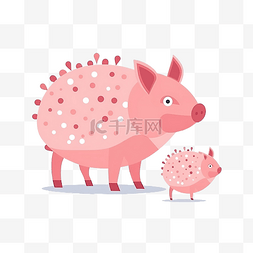 流感鼻子图片_猪和病毒的最小风格插图