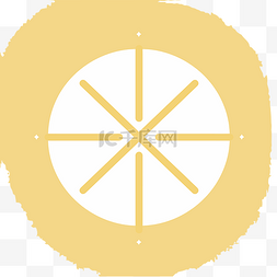 圆形设计中菠萝的黄色和白色绘图