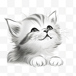 可爱小纹身图片_可爱的小猫眨眼线条艺术的数字插