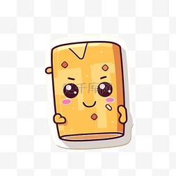 可爱创可贴图片_橙色背景剪贴画上的可爱卡通奶酪