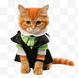 迎接查验图片_一只可爱的小红猫，穿着弗兰肯斯