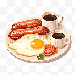 咖啡館图片_香肠早餐套餐平躺