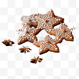 脆脆饼图片_木板上星星形状的圣诞饼干
