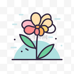 平面花艺设计图标与一朵花 向量