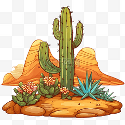 沙漠中仙人掌的插图