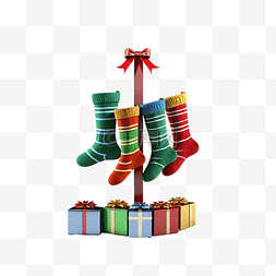 礼物圣诞袜图片_圣诞袜，配有礼物隔离网站海报或