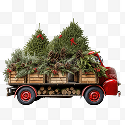 木卡车里的圣诞树 PNG