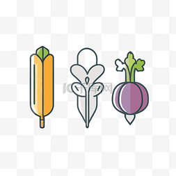 单一的颜色图片_线性设计中的蔬菜图标 向量