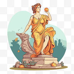 古典剪贴画卡通画显示希腊女神阿