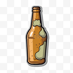 白色背景剪贴画上带有啤酒瓶和泡