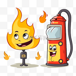 卡通水果人物图片_汽油剪贴画卡通火焰人物与气泵和
