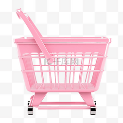 推空购物车图片_3d 空粉红色购物车或隔离篮