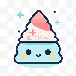 可爱插画冰淇淋配粉色星星 向量
