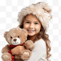 女人抱着礼物图片_圣诞气氛中抱着泰迪熊的漂亮女孩