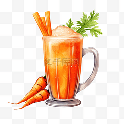 食物一杯饮料图片_一杯新鲜胡萝卜冰沙和鸡尾酒