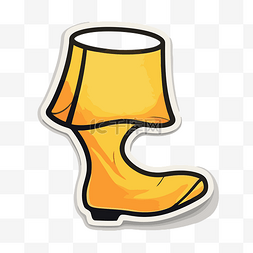 黄色雨靴图片_黄色雨靴贴纸插画 向量