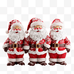 雪下的三个圣诞老人