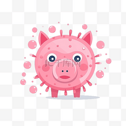 猪和病毒的最小风格插图