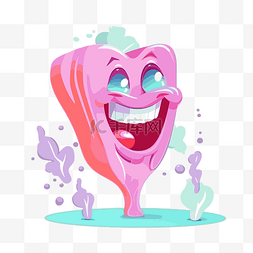 口香糖剪贴画粉红色的牙齿卡通可