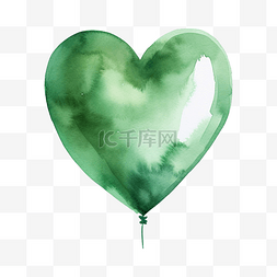 绿色水彩心形气球