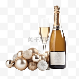 起泡酒酒瓶图片_木制圣诞装饰瓶香槟