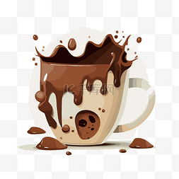 卡通巧克力融化图片_熱巧克力杯 向量