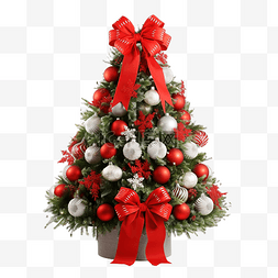 用圣诞球和蝴蝶结装饰的圣诞树