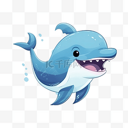 蓝色水彩海洋插画图片_微笑的鲸鱼插画