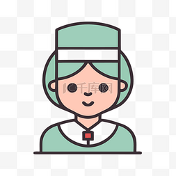 现代风格的护士图标，带绿色条纹