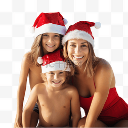 家庭红色图片_幸福美丽的家庭，妈妈和孩子们戴