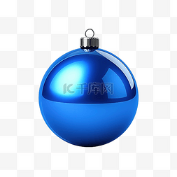 蓝色圣诞树玩具或球体积和逼真的
