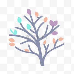 彩色的树图标图片_白色背景上颜色鲜艳的树和叶子 
