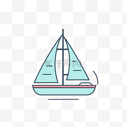 线性帆船图片_小帆船白色背景上的线性标志 向