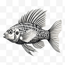 黑白鱼插画