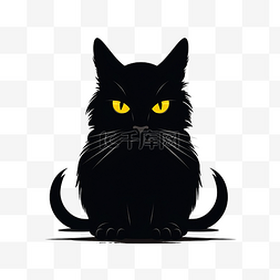 宠物的矢量图图片_黑猫剪影与黄眼睛万圣节字符高级