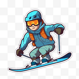 卡通滑雪者贴纸 向量