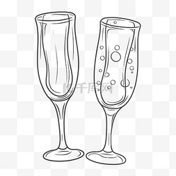 香槟杯素描图片_绘制两杯香槟轮廓草图 向量