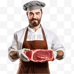 刀切图片_屠夫拿着切肉刀与肉