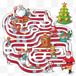 卡通礼物和图片_卡通圣诞老人与礼物和孩子的迷宫