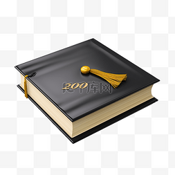 新華字典插圖图片_3d 渲染研究生书与毕业帽隔离