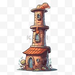 家居砖图片_烟囱剪贴画可爱的塔砖城堡隔离在
