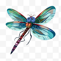 卡通七彩翅膀图片_彩色蜻蜓剪贴画彩色蜻蜓有两个翅
