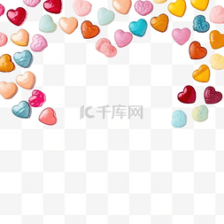 可爱虫标题框图片_具有心形和复制空间的不同风格糖