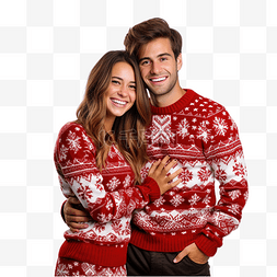 情侣家居生活图片_圣诞节那天，快乐的年轻夫妇穿着