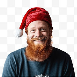 一间图片_红发留着胡子的男性戴着圣诞帽，