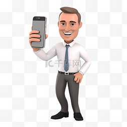 3d人物视频图片_一位身穿白衬衫的商人用手机进行